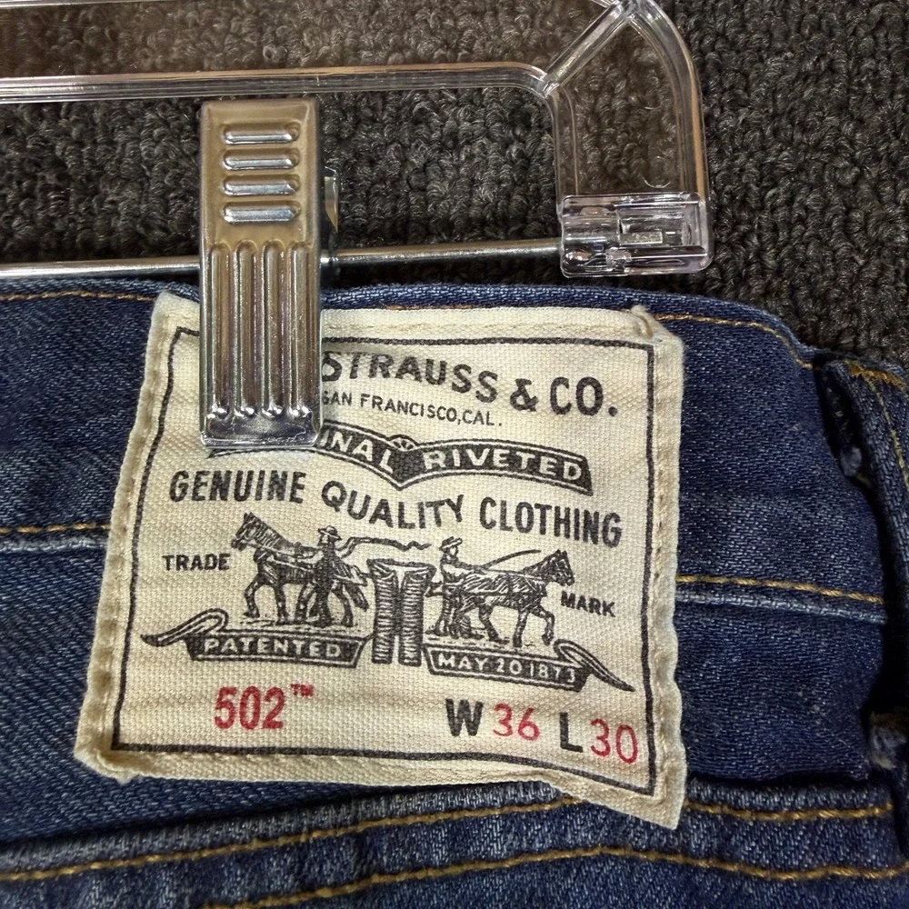 Levis 502 Taper Fit Mens Jeans Blue Medium Wash Denim W36 L30 85408-0003